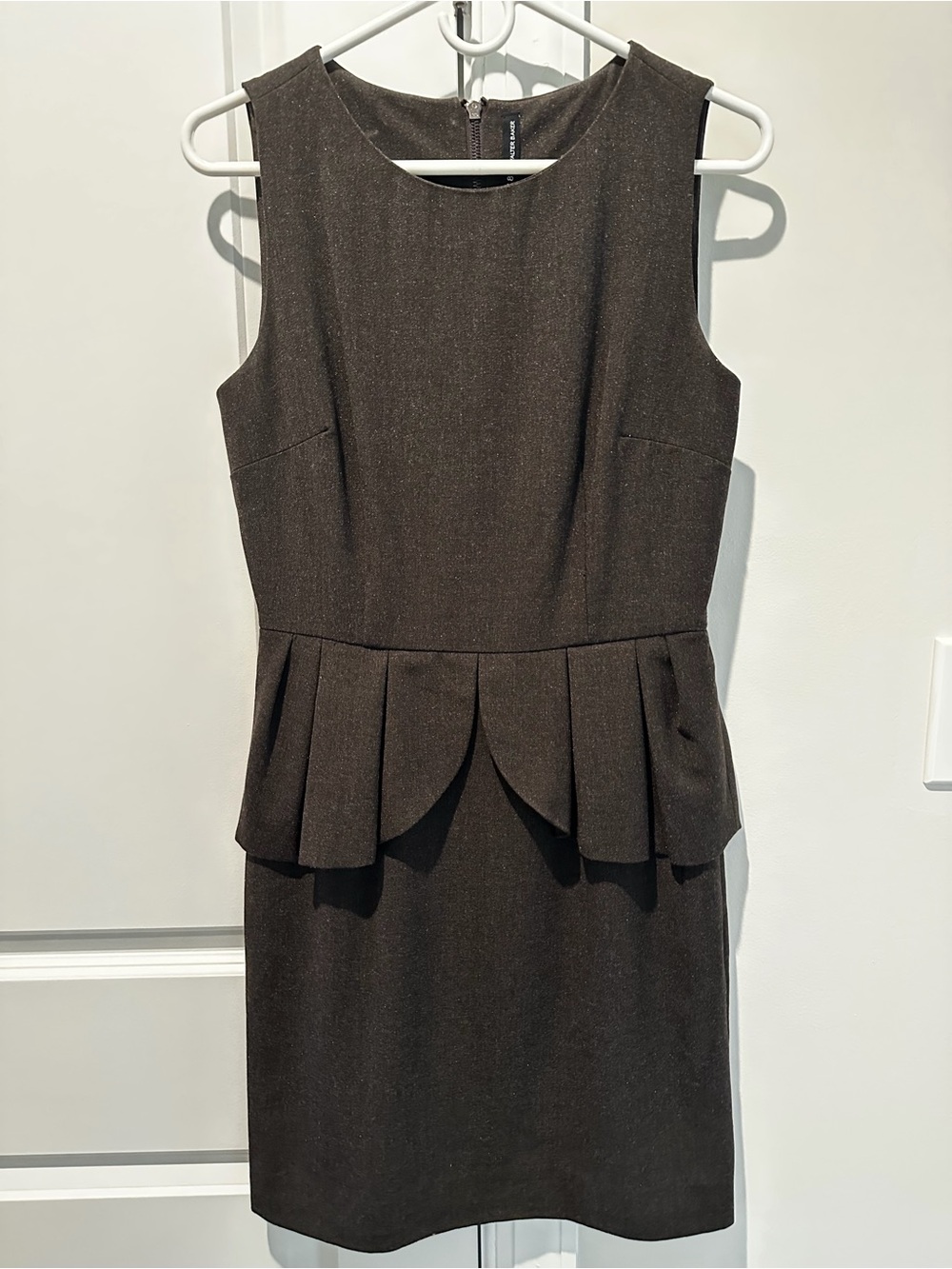 W118 by Walter Baker Dark Brown Sleeveless Peplum Midi Dress